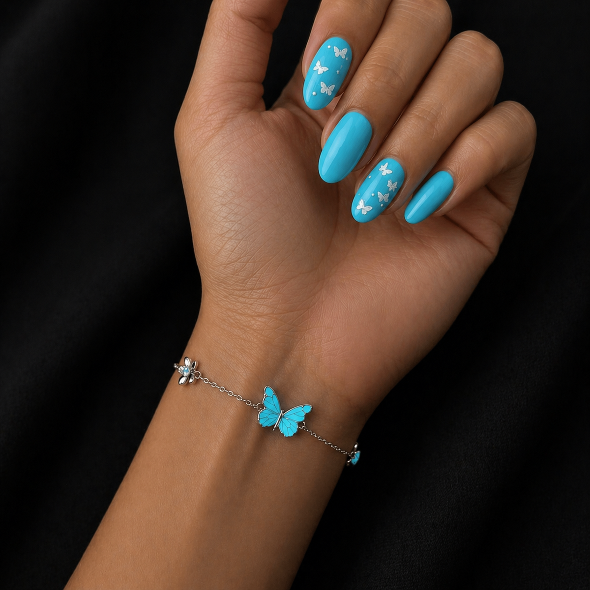 🦋💙Świecący zestaw naszyjnika i bransoletki z zawieszką w kształcie motyla