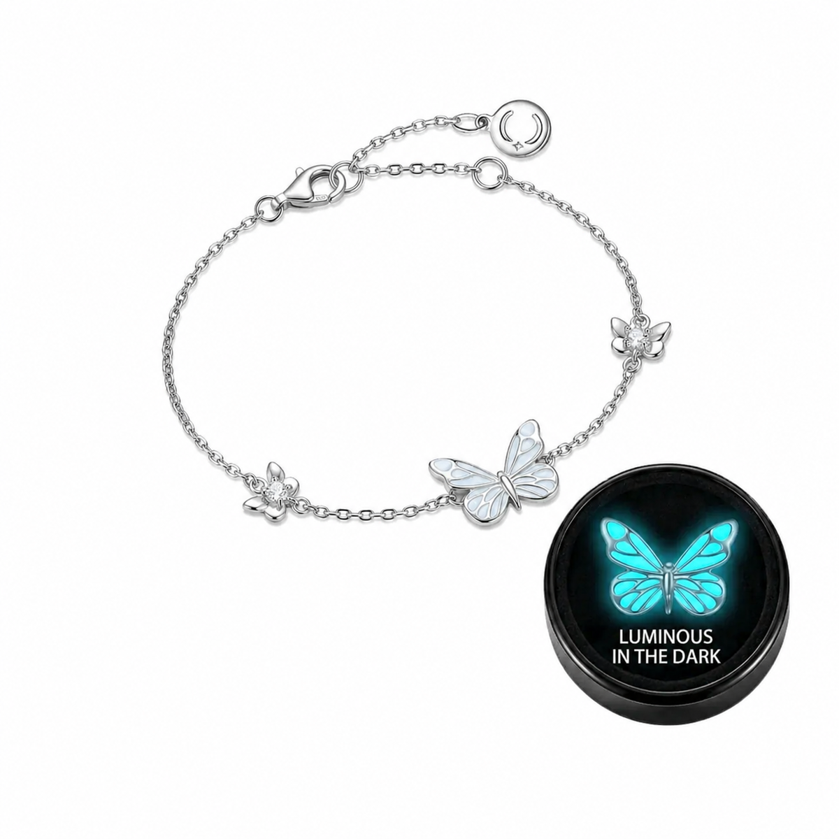 🦋💙Świecący zestaw naszyjnika i bransoletki z zawieszką w kształcie motyla