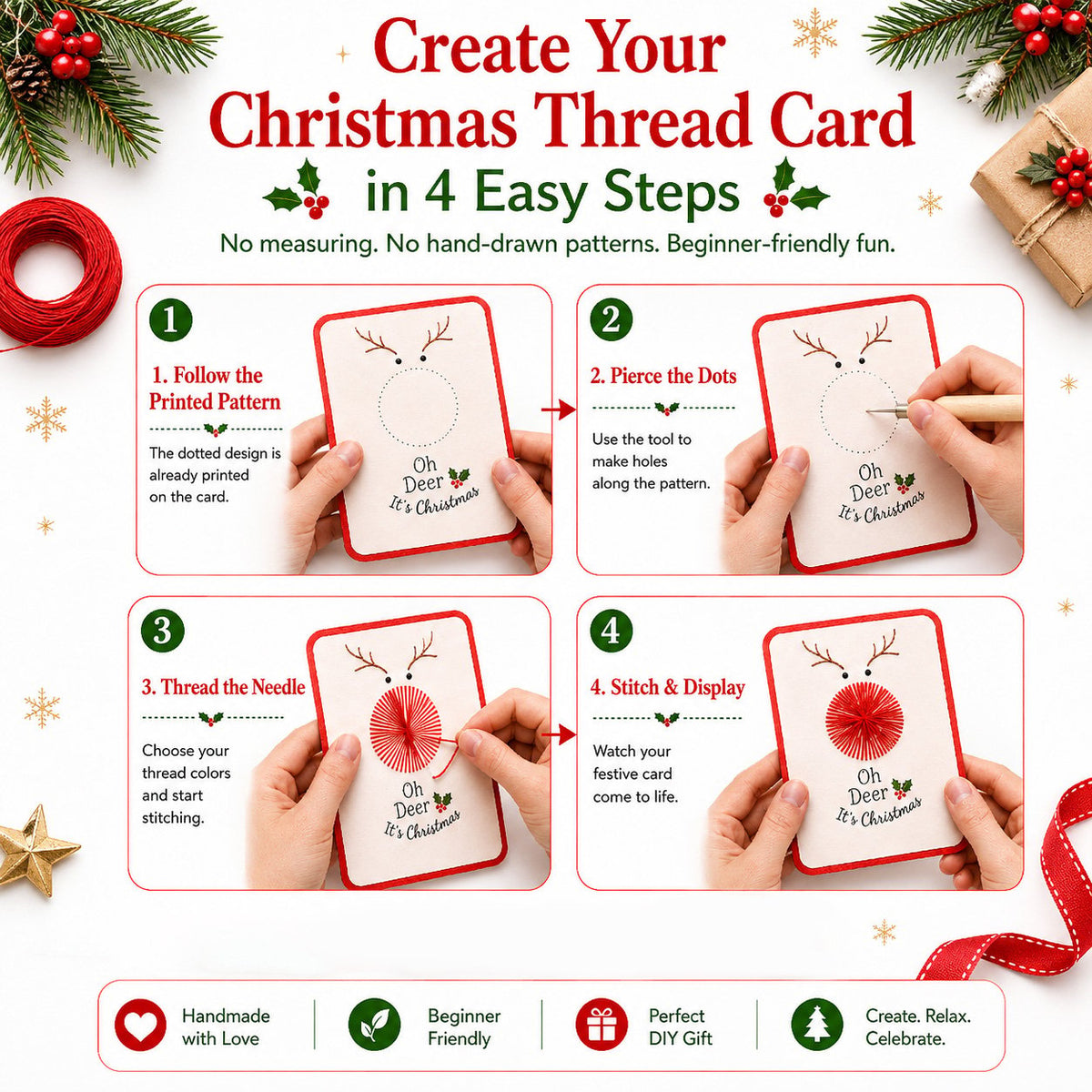 🎄🧵Zestaw DIY „Merry & Bright” (6 szt.)