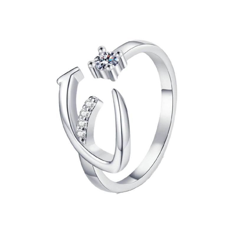 ⏰Oferta ograniczona czasowo💍Regulowany, błyszczący pierścionek z inicjałem dla kobiet