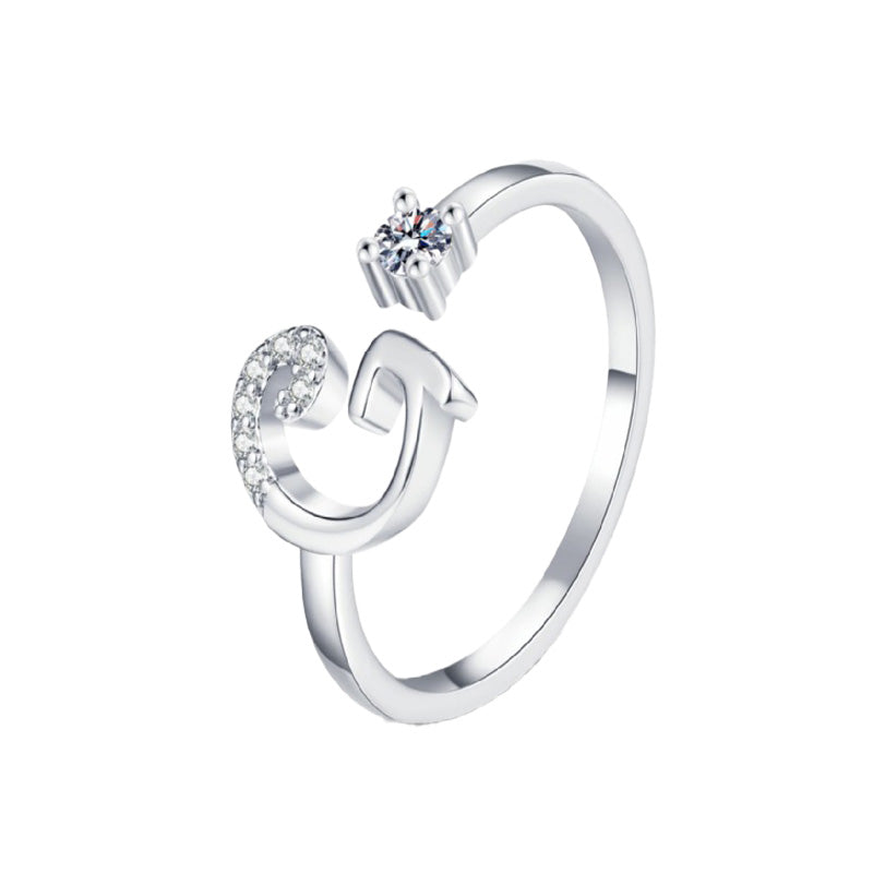 ⏰Oferta ograniczona czasowo💍Regulowany, błyszczący pierścionek z inicjałem dla kobiet