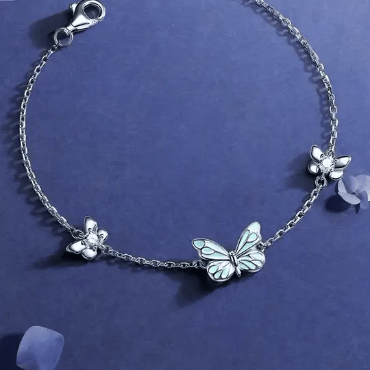 🦋💙Świecący zestaw naszyjnika i bransoletki z zawieszką w kształcie motyla