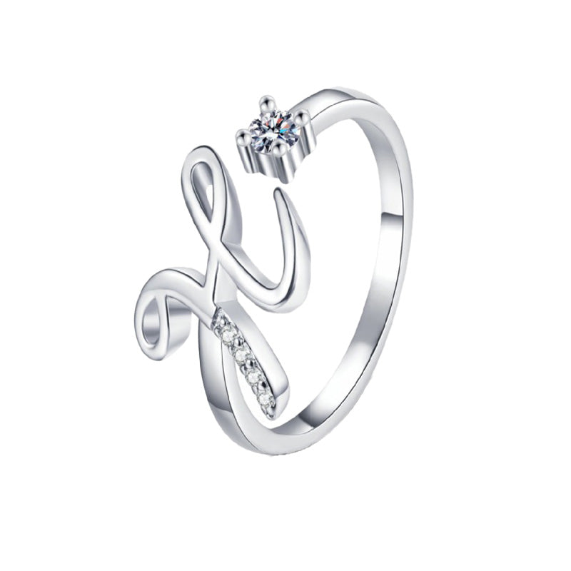 ⏰Oferta ograniczona czasowo💍Regulowany, błyszczący pierścionek z inicjałem dla kobiet