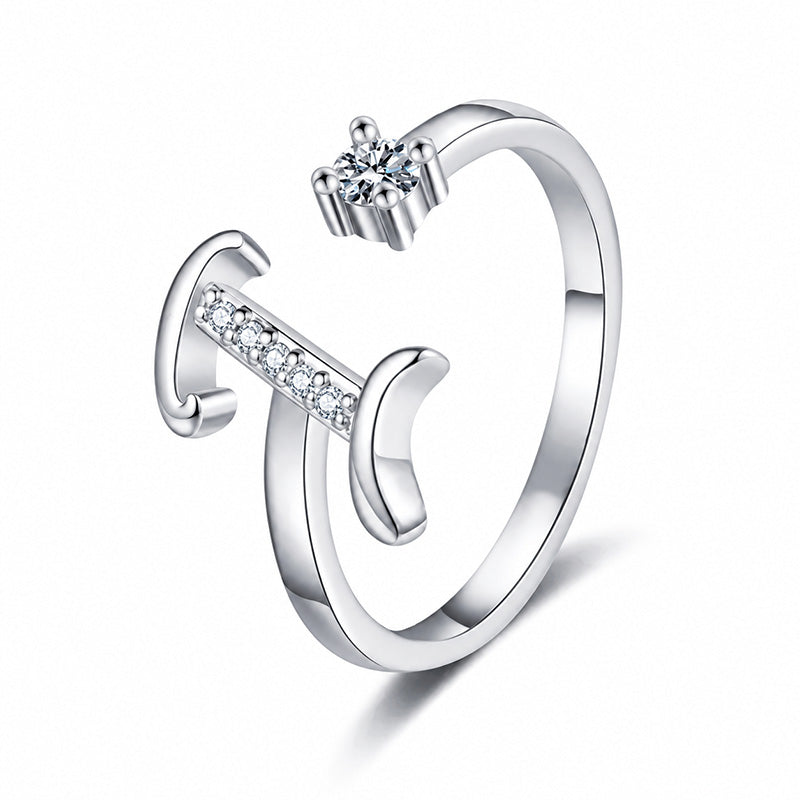 ⏰Oferta ograniczona czasowo💍Regulowany, błyszczący pierścionek z inicjałem dla kobiet