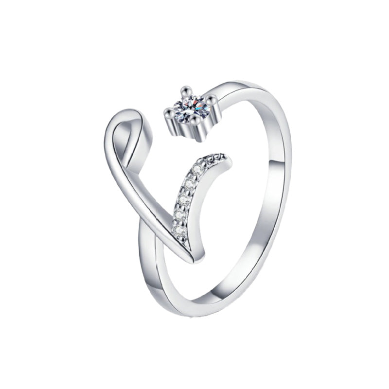 ⏰Oferta ograniczona czasowo💍Regulowany, błyszczący pierścionek z inicjałem dla kobiet