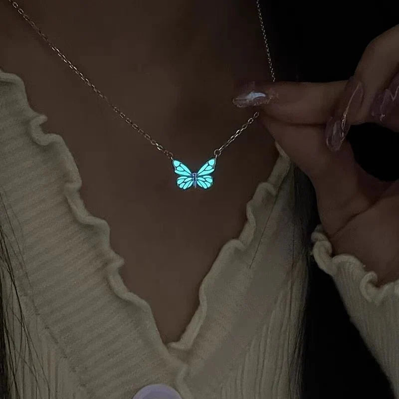 🦋💙Świecący zestaw naszyjnika i bransoletki z zawieszką w kształcie motyla