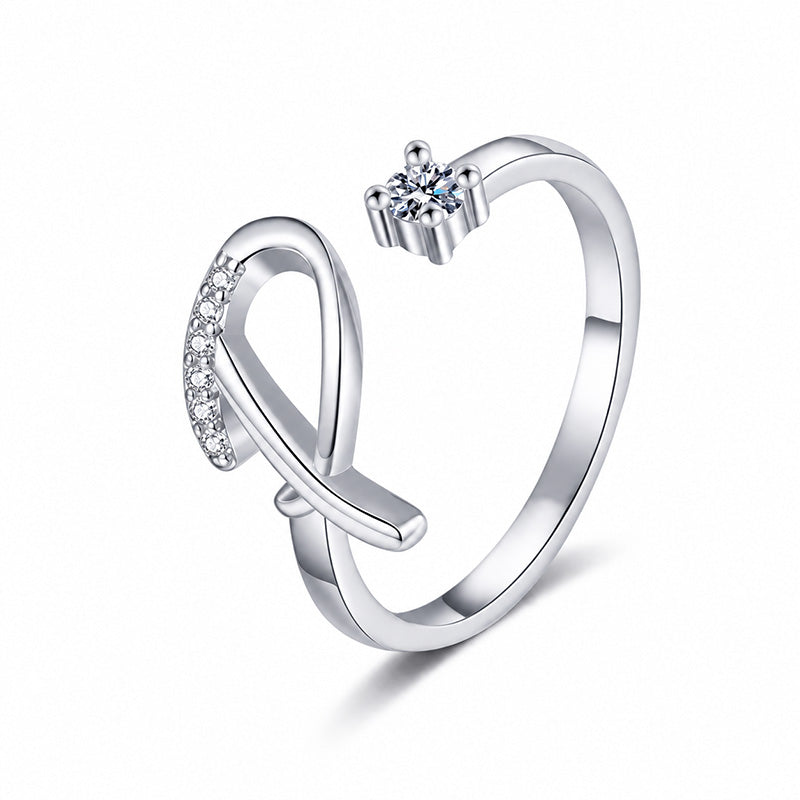 ⏰Oferta ograniczona czasowo💍Regulowany, błyszczący pierścionek z inicjałem dla kobiet