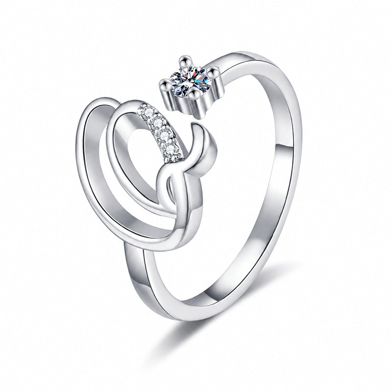 ⏰Oferta ograniczona czasowo💍Regulowany, błyszczący pierścionek z inicjałem dla kobiet