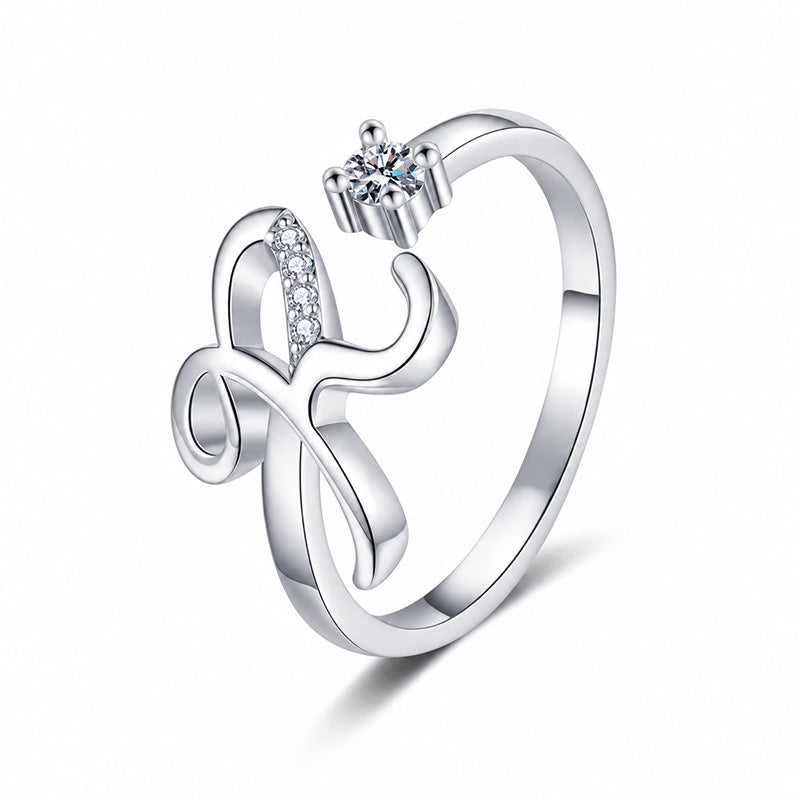 ⏰Oferta ograniczona czasowo💍Regulowany, błyszczący pierścionek z inicjałem dla kobiet