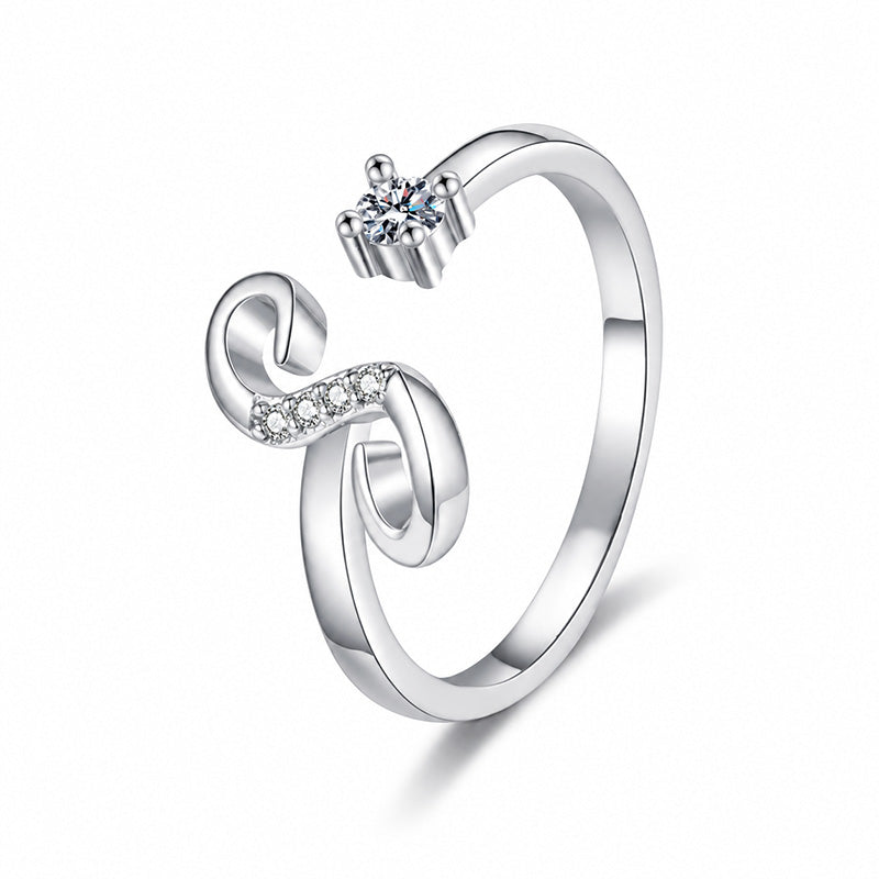 ⏰Oferta ograniczona czasowo💍Regulowany, błyszczący pierścionek z inicjałem dla kobiet