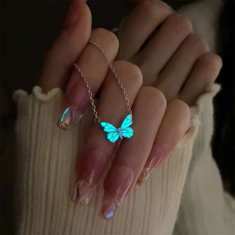 🦋💙Świecący zestaw naszyjnika i bransoletki z zawieszką w kształcie motyla