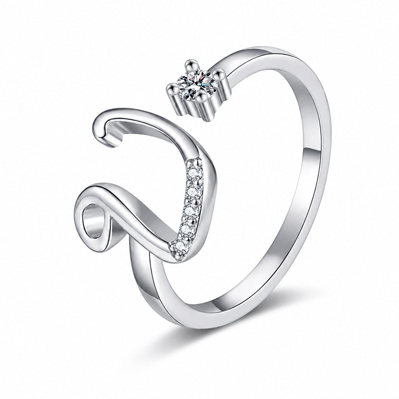 ⏰Oferta ograniczona czasowo💍Regulowany, błyszczący pierścionek z inicjałem dla kobiet