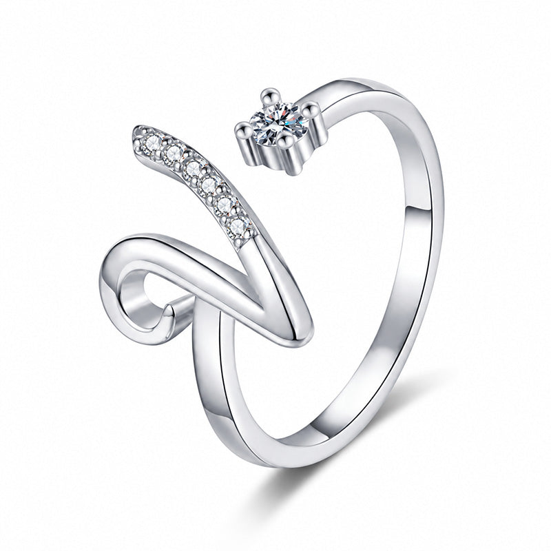 ⏰Oferta ograniczona czasowo💍Regulowany, błyszczący pierścionek z inicjałem dla kobiet