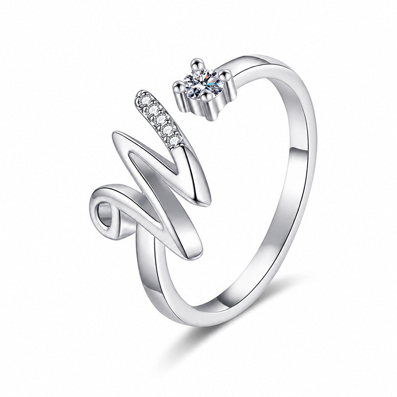 ⏰Oferta ograniczona czasowo💍Regulowany, błyszczący pierścionek z inicjałem dla kobiet