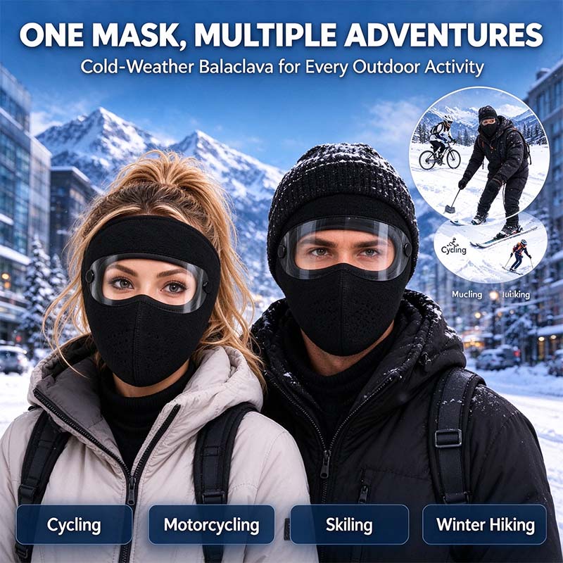 ❄️🥶Zimowa maska na twarz z odpinanymi goglami – wiatroszczelna, ocieplana polarem osłona całej twarzy 🥽