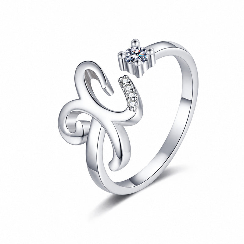 ⏰Oferta ograniczona czasowo💍Regulowany, błyszczący pierścionek z inicjałem dla kobiet