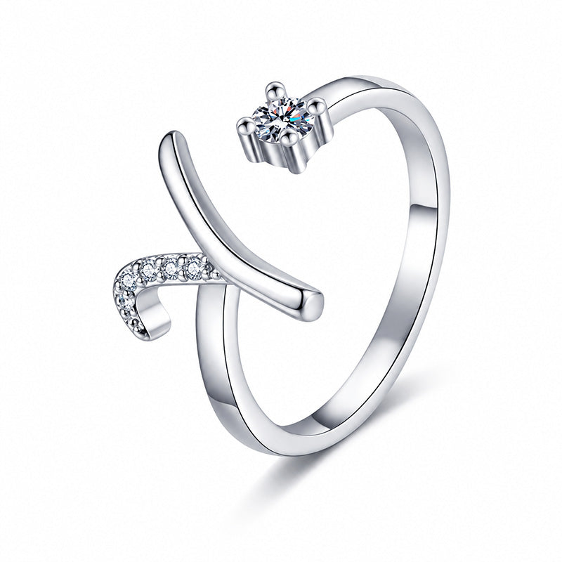 ⏰Oferta ograniczona czasowo💍Regulowany, błyszczący pierścionek z inicjałem dla kobiet