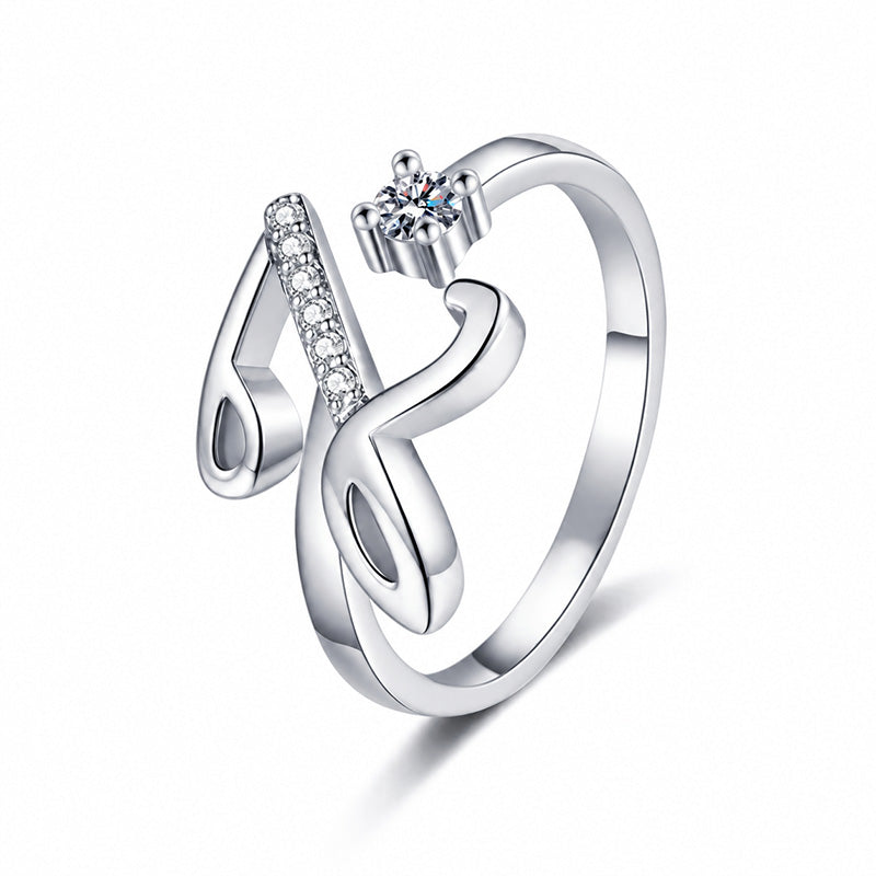 ⏰Oferta ograniczona czasowo💍Regulowany, błyszczący pierścionek z inicjałem dla kobiet