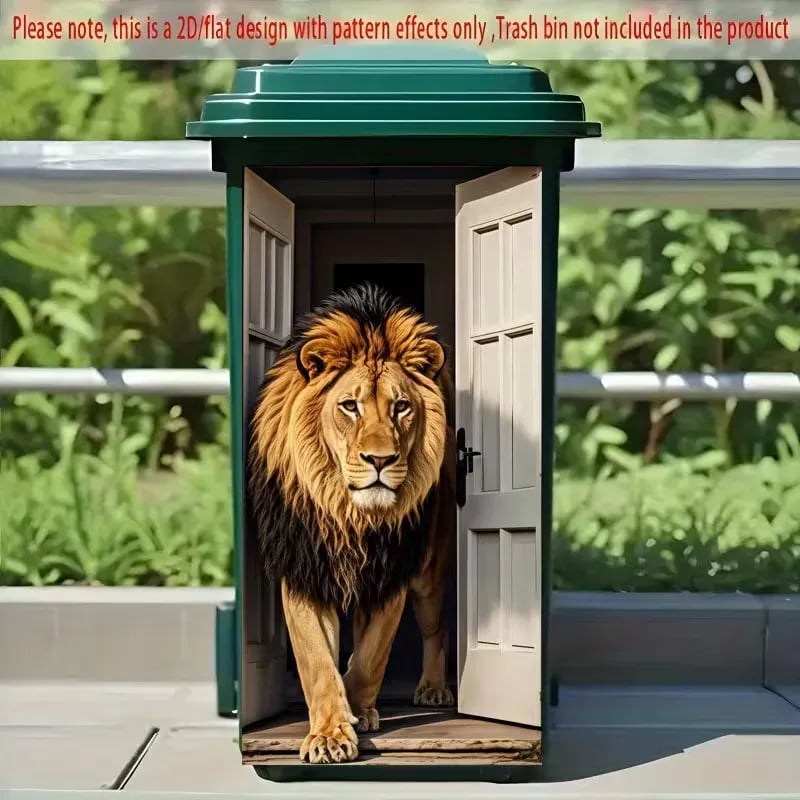 🦒🐯Kreatywna naklejka na kosz na śmieci z kolorową grafiką w stylu kreskówkowym✨