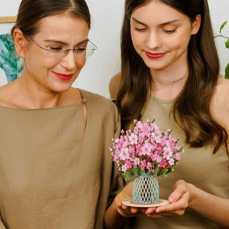 💌 Wyłącznie na Walentynki: Trójwymiarowa kartka typu pop-up z kwiatami wiśni – idealna pamiątka dla miłośników kartek ❤️
