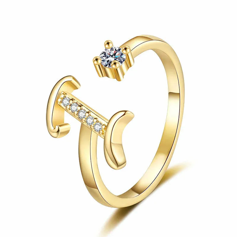 ⏰Oferta ograniczona czasowo💍Regulowany, błyszczący pierścionek z inicjałem dla kobiet