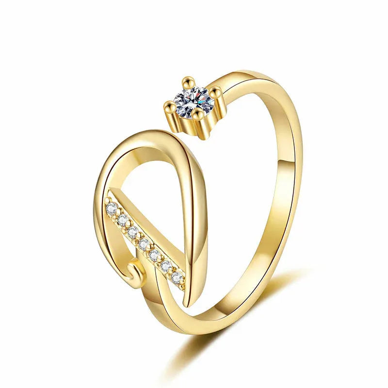 ⏰Oferta ograniczona czasowo💍Regulowany, błyszczący pierścionek z inicjałem dla kobiet