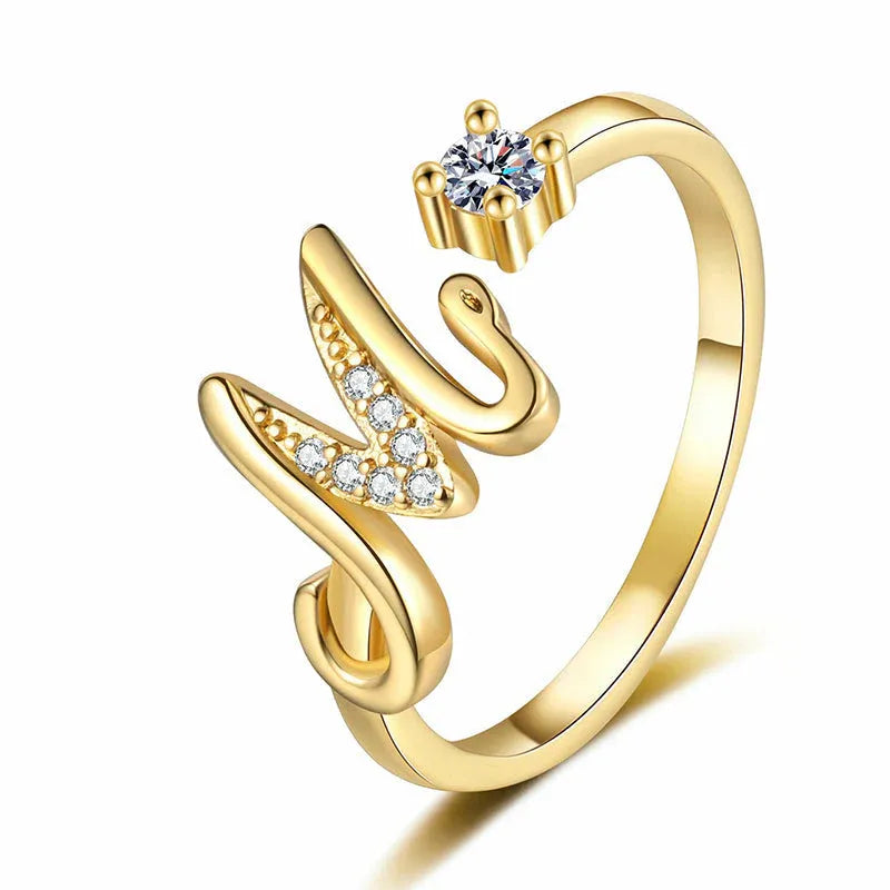 ⏰Oferta ograniczona czasowo💍Regulowany, błyszczący pierścionek z inicjałem dla kobiet