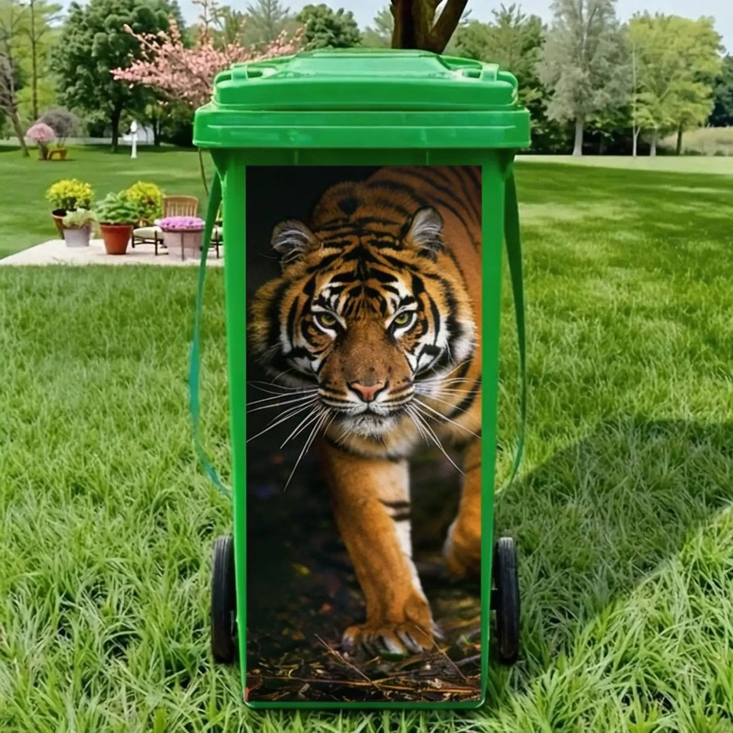 🦒🐯Kreatywna naklejka na kosz na śmieci z kolorową grafiką w stylu kreskówkowym✨