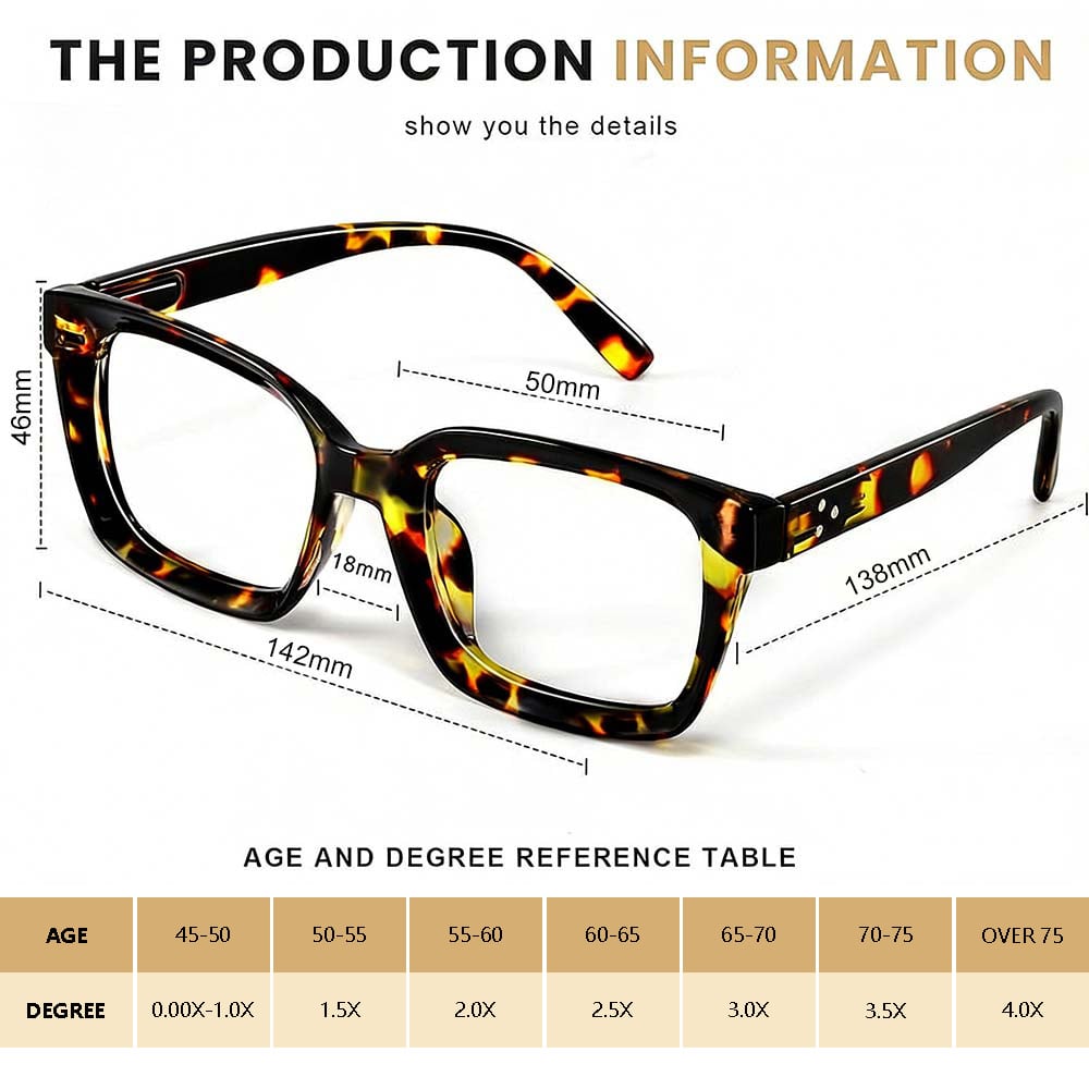 🔥Oferta ograniczona czasowo  ✨👓Okulary do czytania w kolorze szylkretowym – duże kwadratowe oprawki z filtrem światła niebieskiego