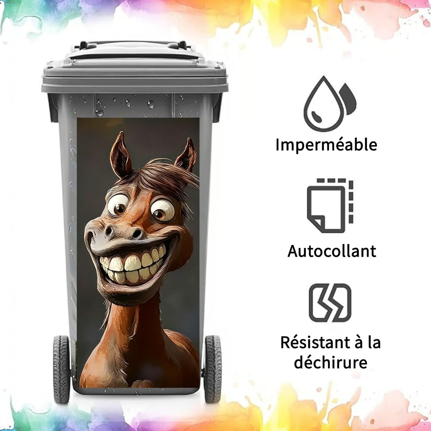 🦒🐯Kreatywna naklejka na kosz na śmieci z kolorową grafiką w stylu kreskówkowym✨