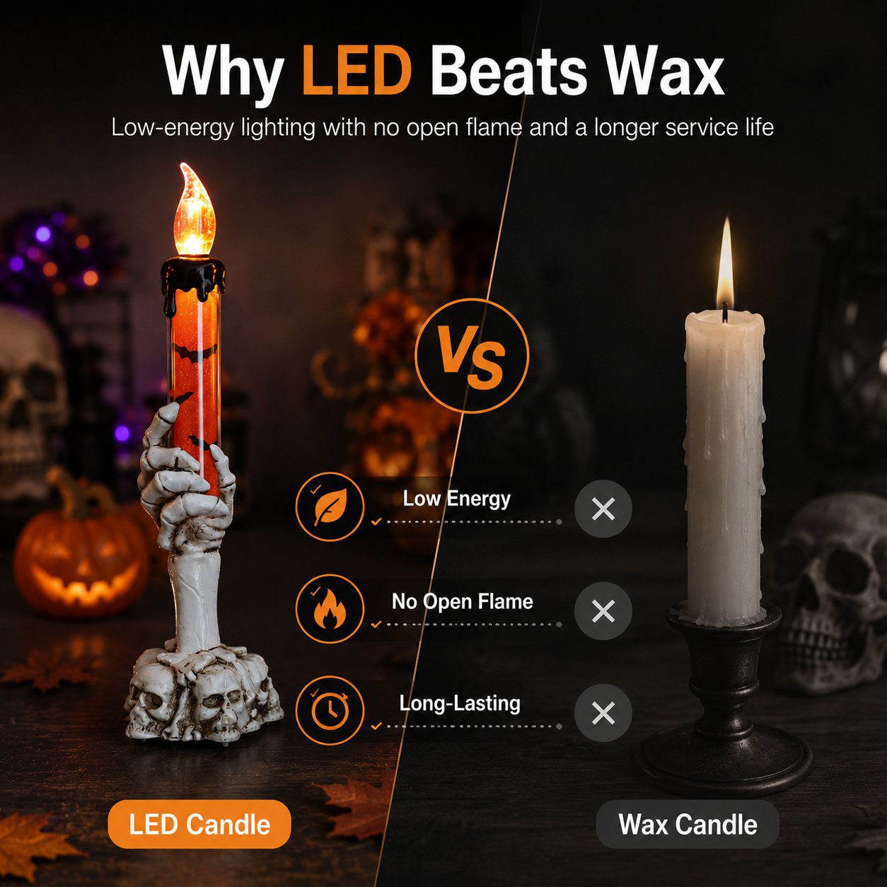 🎃 Ostatni dzień z 50% rabatem – zestaw świateł LED z motywem szkieletu i czaszki na Halloween