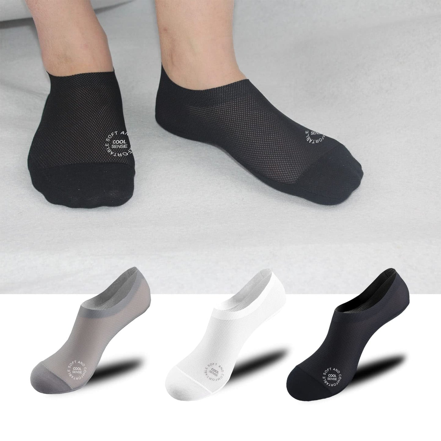 🔥 Niewidoczne stopki (zestaw 3 par) 🧦 Oddychająca, niska konstrukcja — o właściwościach antypoślizgowych i odprowadzających wilgoć