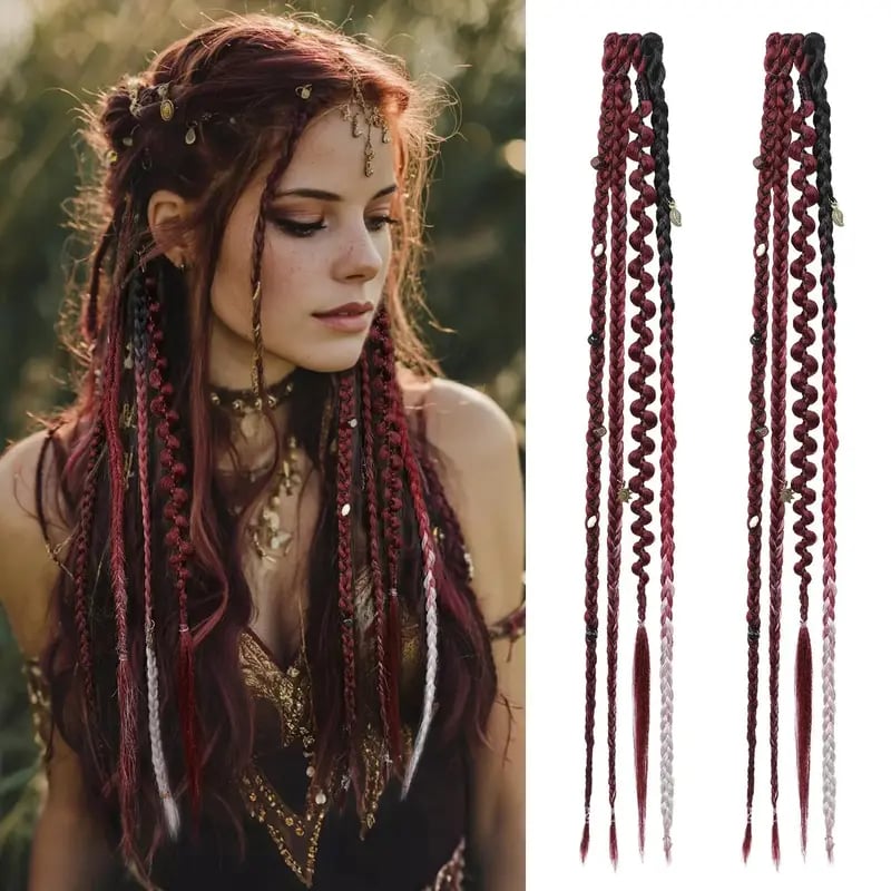🌿🎨 Warkoczyki w stylu boho z klipsami i koralikami – łatwa metamorfoza fryzury na festiwale i na co dzień (✨2 szt.)