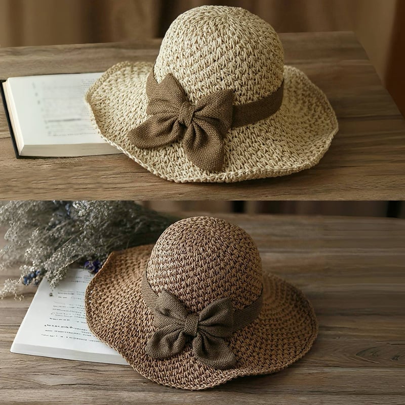 🔥Gorąca wyprzedaż 50% taniej✨Słomkowy kapelusz w stylu retro z kokardą – składany i oddychający, letni must-have