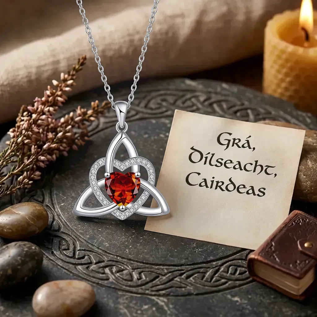 ❤️Kamień urodzinowy – celtycki wisiorek z węzłem miłości (Triquetra)