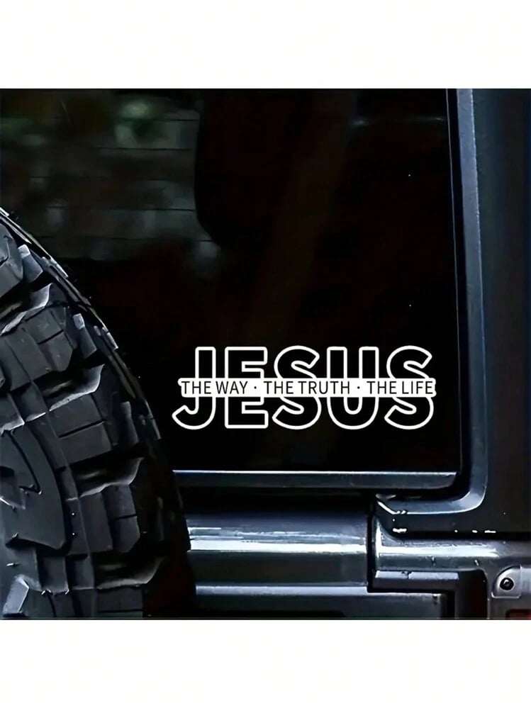 💥Jezus - Droga, Prawda, Życie, Chrześcijańska naklejka winylowa na samochód