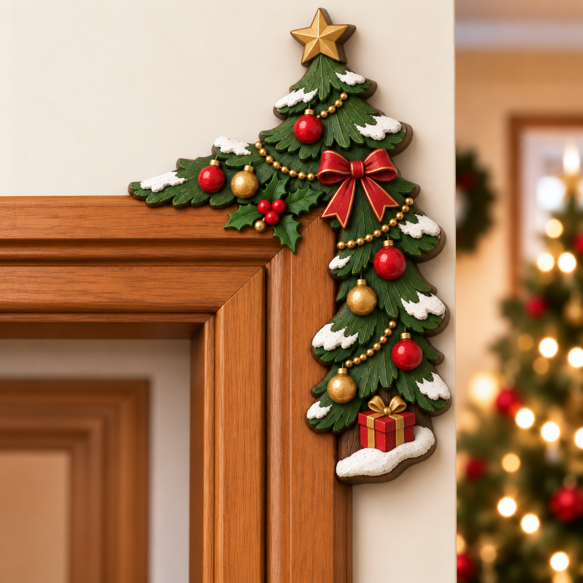 🚪🎅Świąteczna dekoracja narożna na framugę drzwi – motyw „a kuku”