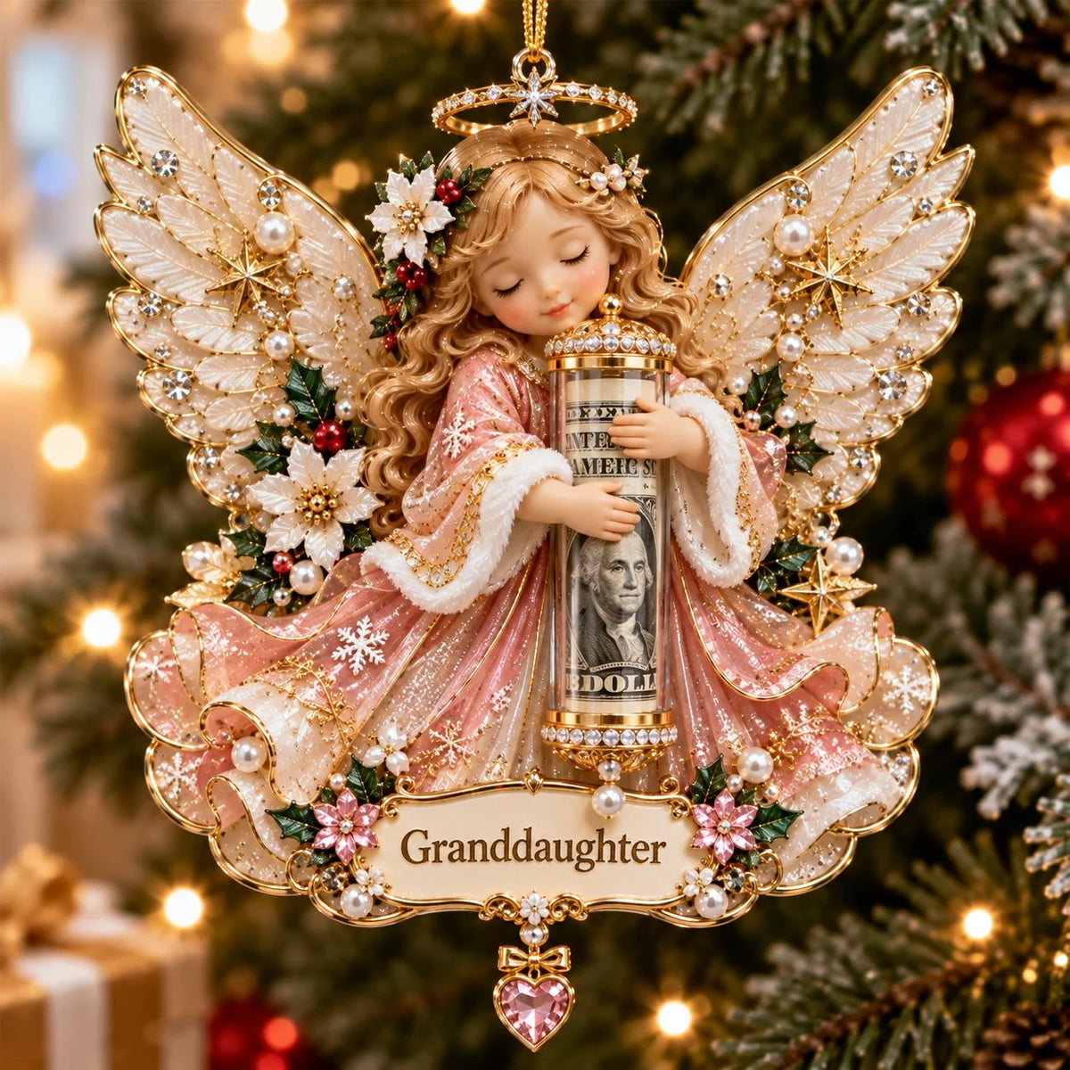 👼💵 Świąteczna zawieszka 3D w kształcie aniołka z miejscem na gotówkę  ✨