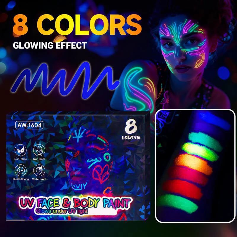 🥳Mega Wyprzedaż 2026💞 Sprzedaż przekroczyła 50 000 zestawów! 🎁Zestaw długopisów Radiant UV do malowania twarzy i ciała