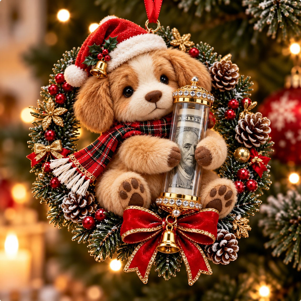 🎄 💵 Ozdoba świąteczna na gotówkowy prezent – ✨pomysłowy sposób na wręczenie pieniędzy w te święta