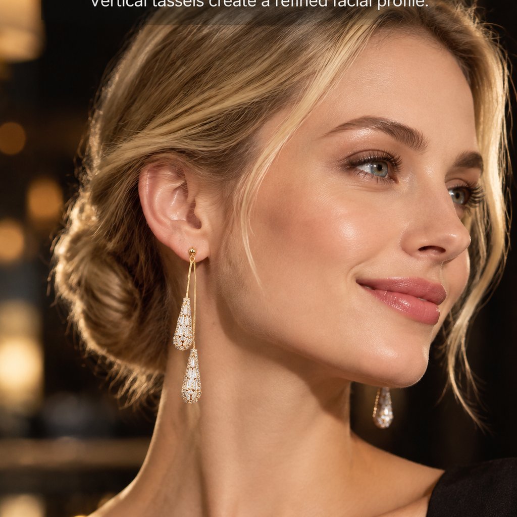 💎Eleganckie damskie kolczyki z cyrkoniami – dwustronne, w kształcie łezki, z chwostami