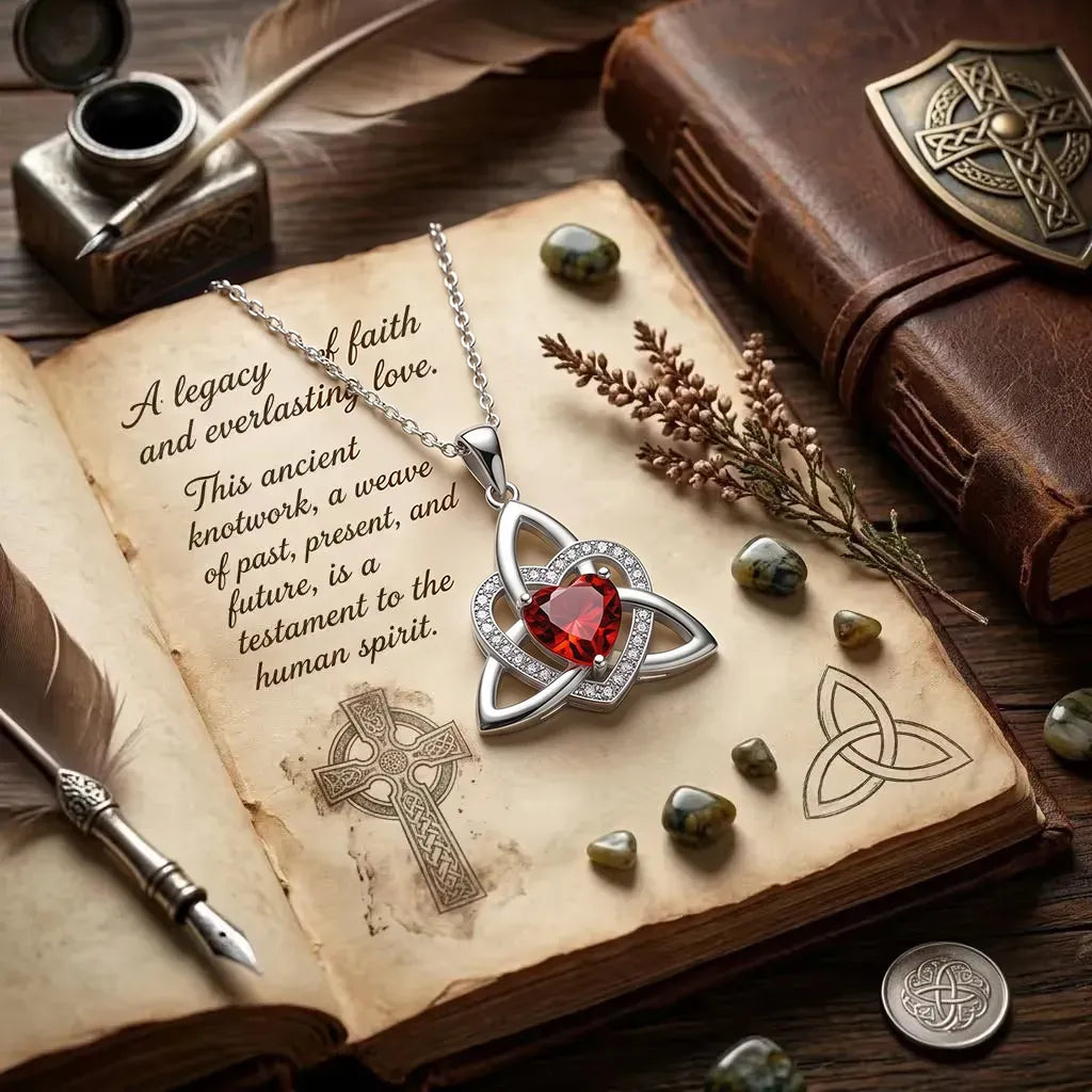 ❤️Kamień urodzinowy – celtycki wisiorek z węzłem miłości (Triquetra)
