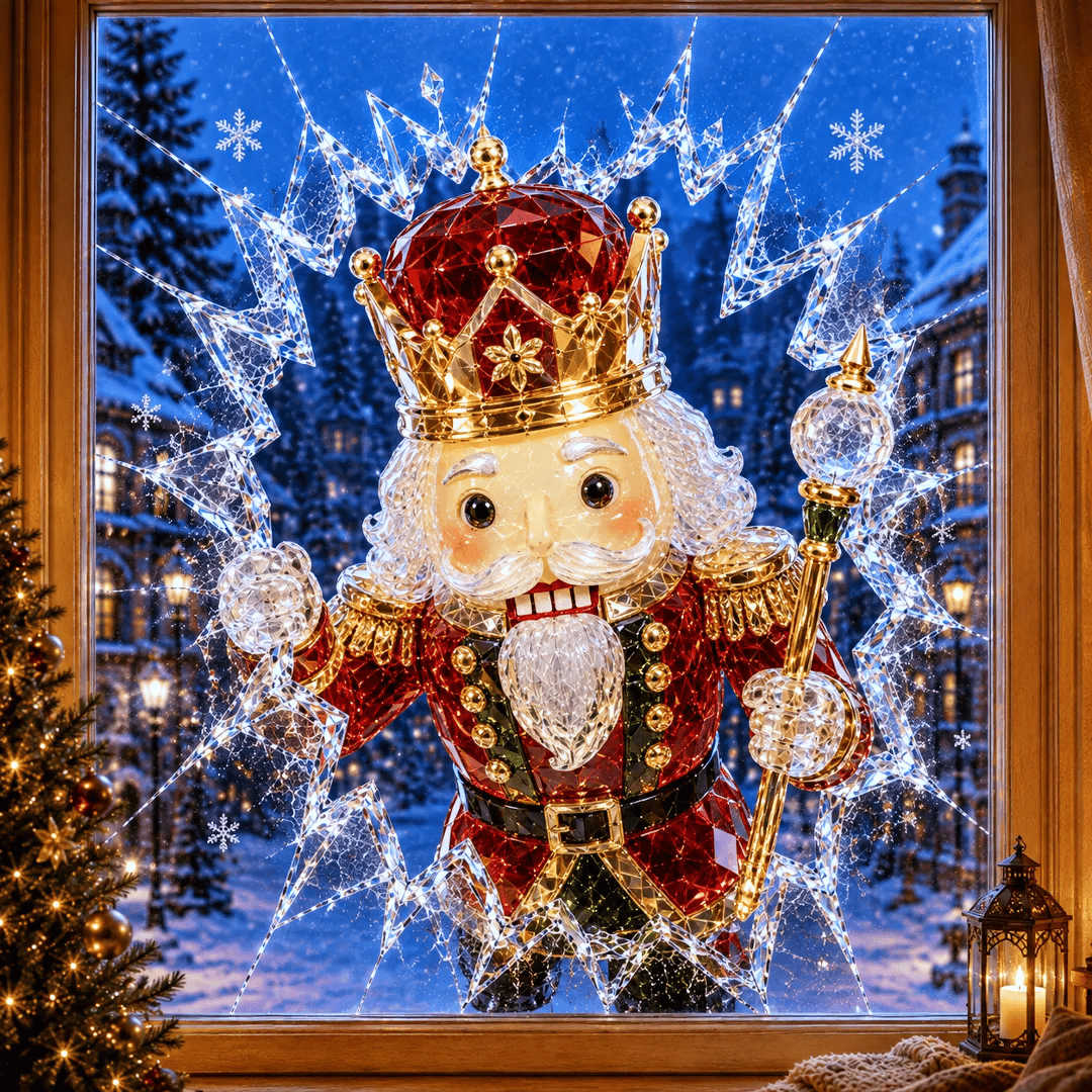 🔥 Wielka wyprzedaż: 49% taniej ✨🎄 Naklejka na okno „Crystal Christmas” z efektem pękniętej szyby — świąteczna dekoracja okienna w stylu 3D