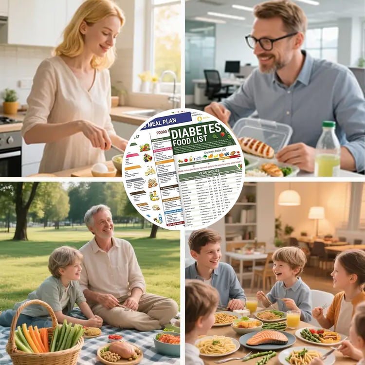 🎁Ostatni dzień - 60% zniżki🔥Broszura z tabelą żywieniową dla diabetyków 3 Counts i planer posiłków - produkty o niskim IG, kalorie, indeks glikemiczny i tabela witamin