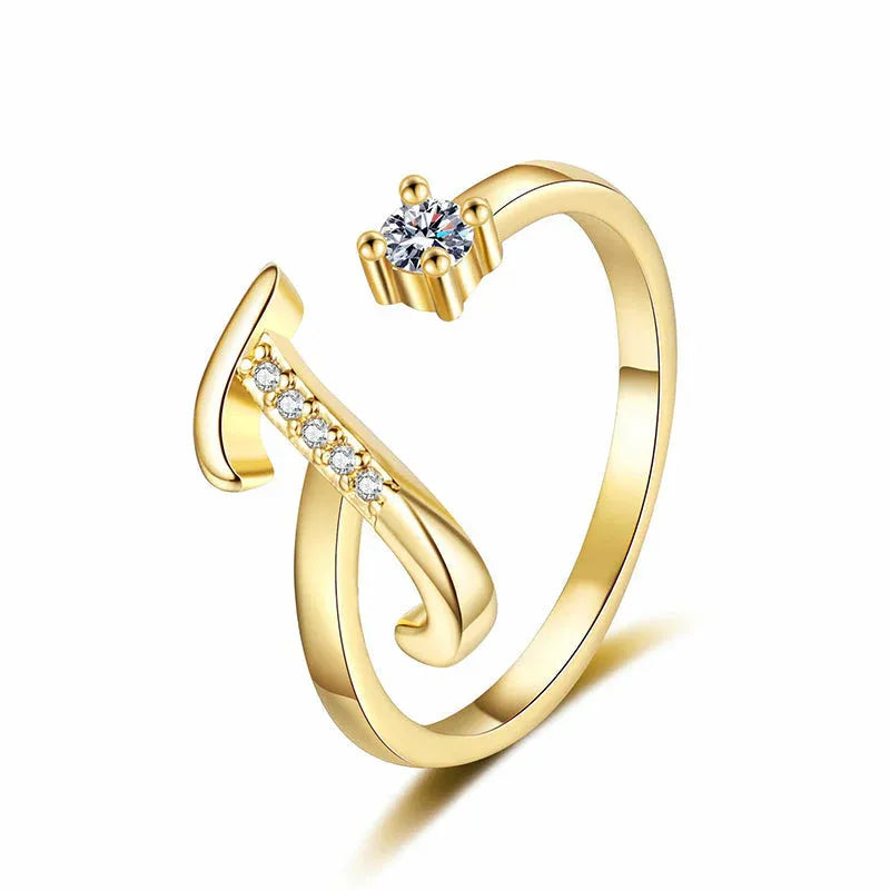 ⏰Oferta ograniczona czasowo💍Regulowany, błyszczący pierścionek z inicjałem dla kobiet
