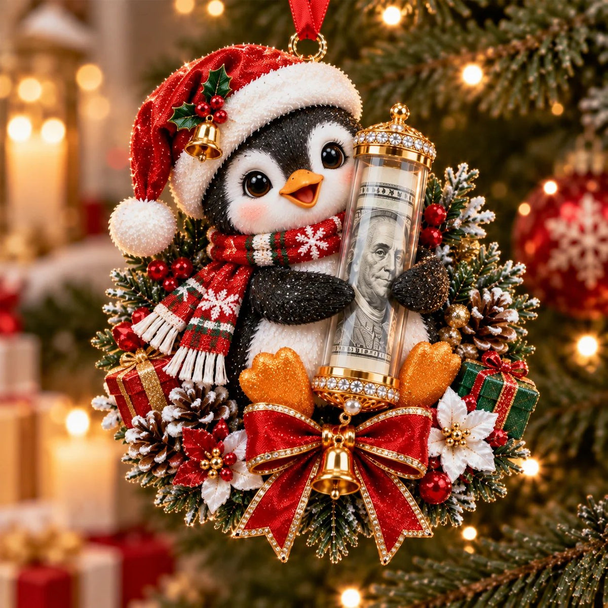 🎄 💵 Ozdoba świąteczna na gotówkowy prezent – ✨pomysłowy sposób na wręczenie pieniędzy w te święta
