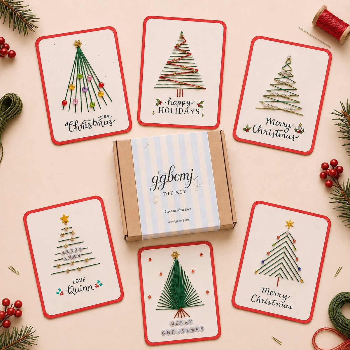🎄🧵Zestaw DIY „Merry & Bright” (6 szt.)