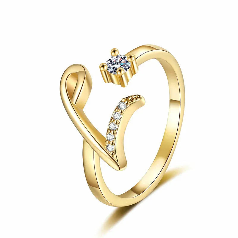 ⏰Oferta ograniczona czasowo💍Regulowany, błyszczący pierścionek z inicjałem dla kobiet