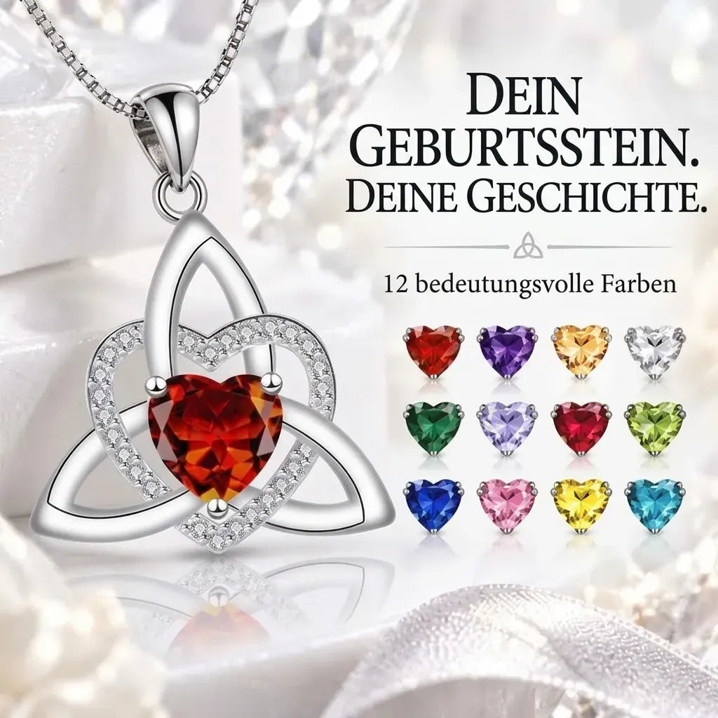 ❤️Kamień urodzinowy – celtycki wisiorek z węzłem miłości (Triquetra)