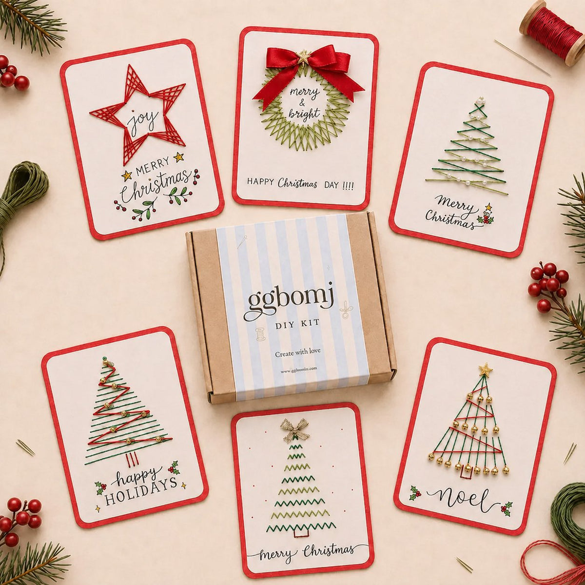 🎄🧵Zestaw DIY „Merry & Bright” (6 szt.)